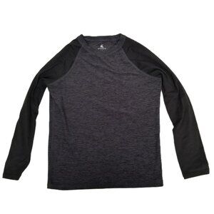 Kyodan Athletic Shirt Kids 7/8 Gray Black Raglan Long Sleeve